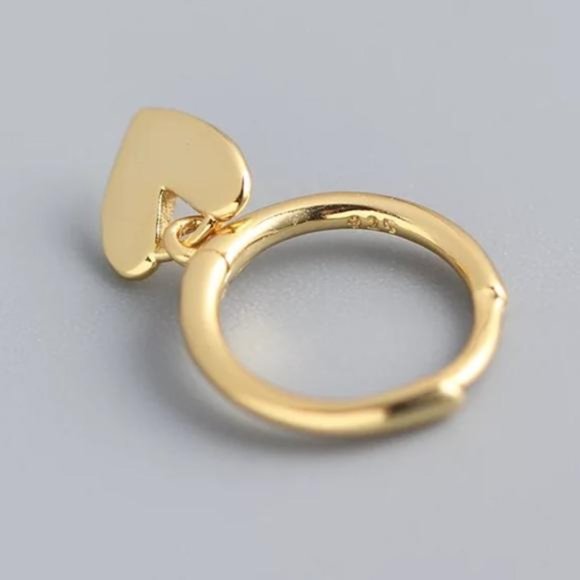 NEW GOLD MINI HEART FRENCH HOOP EARRINGS, NICE EARRINGS, CUTE EARRINGS - Picture 7 of 8